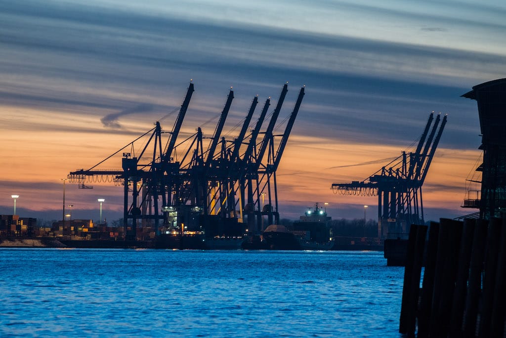 Hamburg Hafen Sonnenuntergang